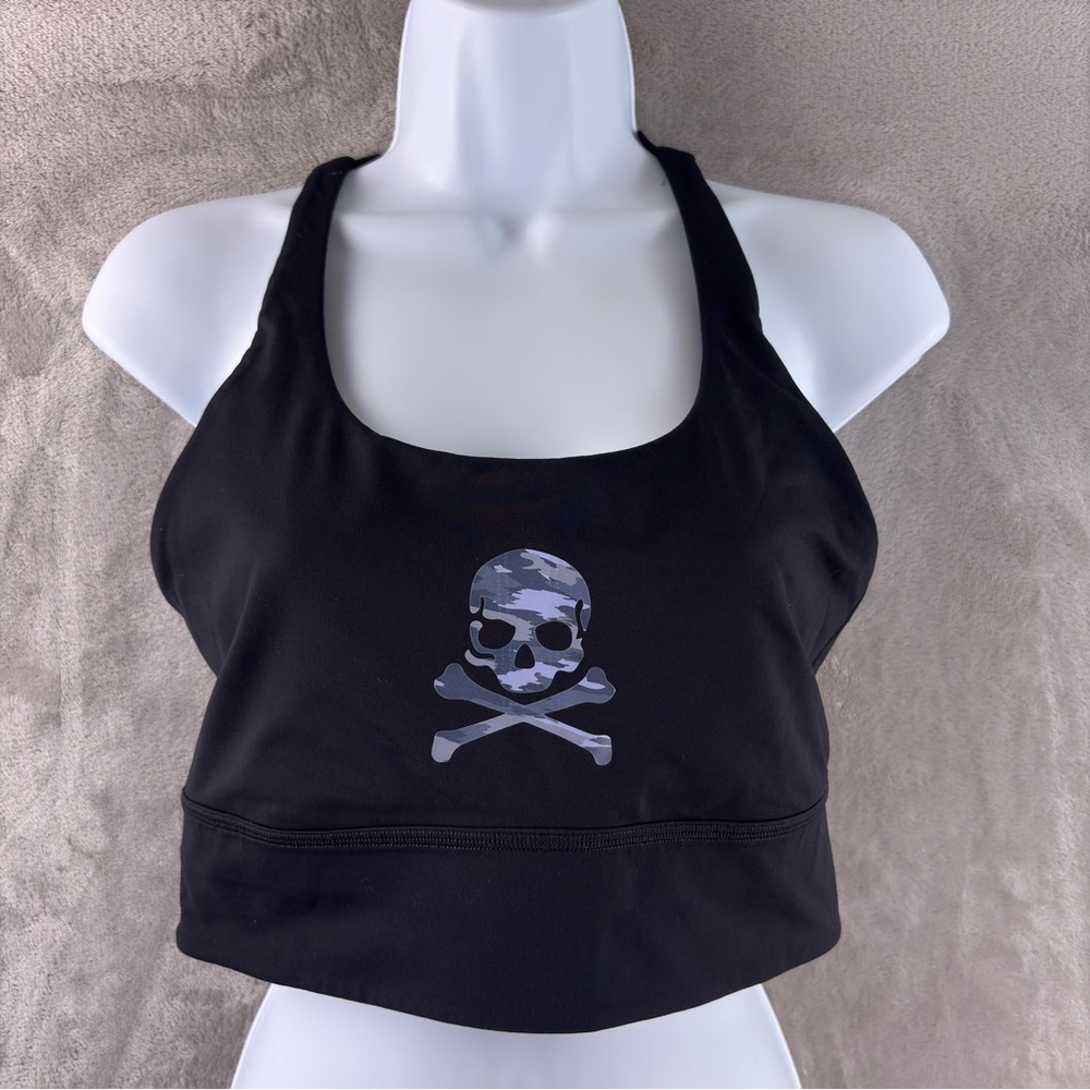 Lululemon Sports Bra Womens Size 6 Black Skull Graphic‎ Activewear